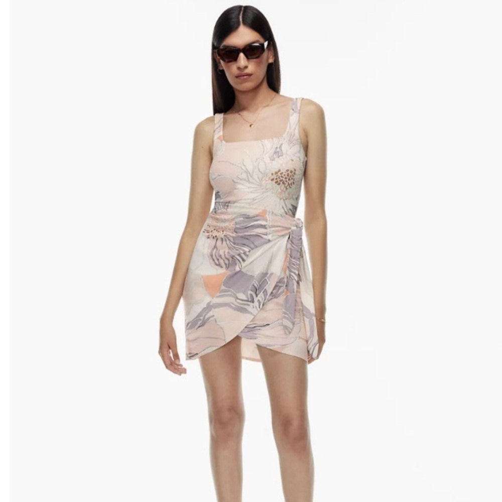 Aritzia #99520, Wilfred, New Saturn Mini Dress, Sunfd Coral/Ardoise